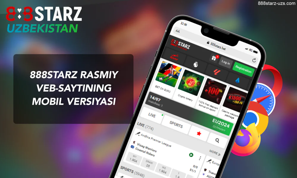 888Starz veb-saytining Oʻzbekistondagi mobil versiyasi